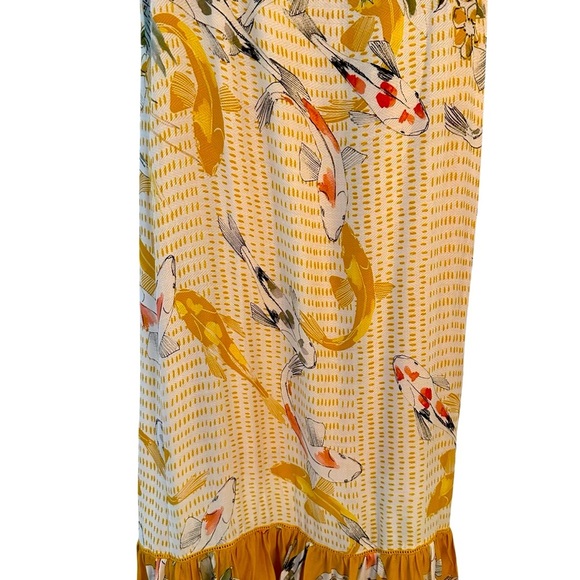Anthropologie | One September Yellow Paradiso Koi Fish Maxi Dress Size Small - Picture 11 of 15